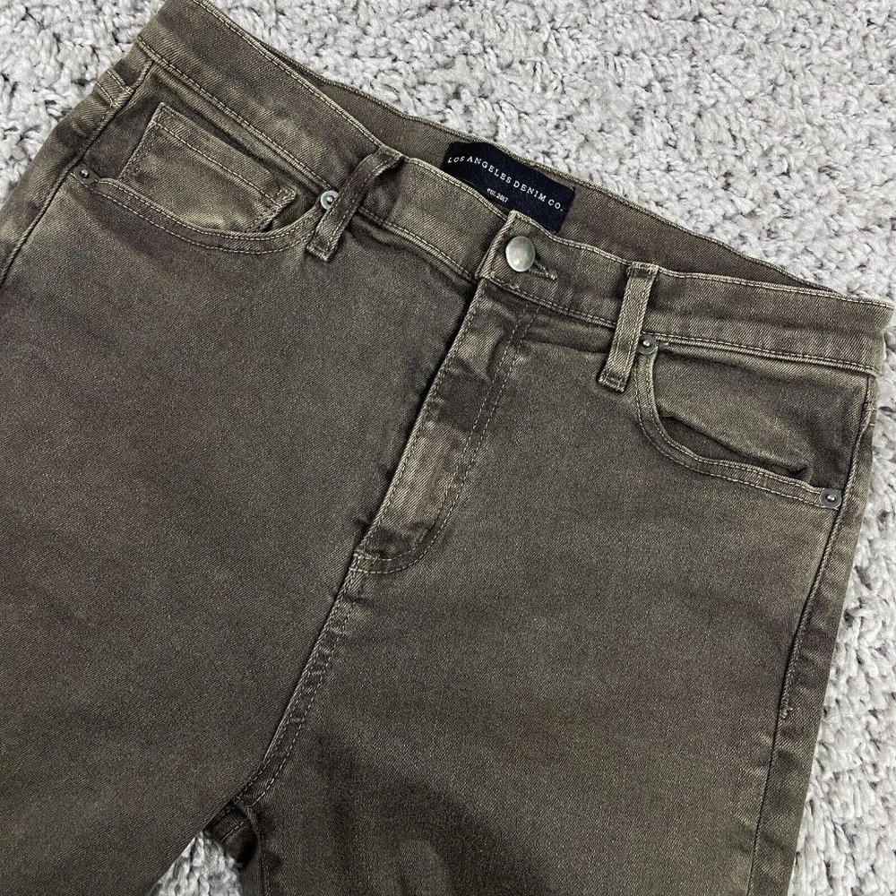 Los Angeles Denim Co. Emma Jeans Womens Sz 29 Brown High-Rise Kick Flare Raw Hem